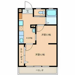 ハーモニーKハウスサンワ前原【3階】の間取り