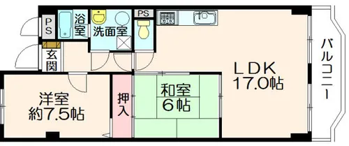 千里関大前コーポラスC棟【5階】の間取り
