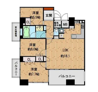 ライオンズマンション神戸栄町通【12階】の間取り
