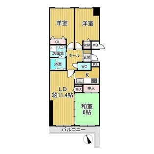 シャルマンフジ熊取壱番館【3階】の間取り