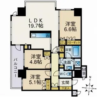 グランドメゾン百道浜【302号室】の間取り