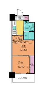 NO65 クロッシングタワー【910号室】の間取り