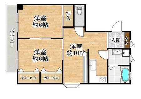 プリンセスコート南棟【202号室】の間取り