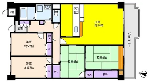 ラポルテ北館【5階】の間取り