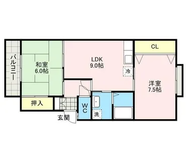 ラカーサ新宮 A棟【202号室】の間取り