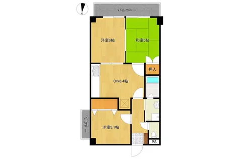 ピアレス長丘【301号室】の間取り