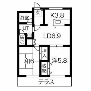コンダクトヴィレッジ和白North【103号室】の間取り