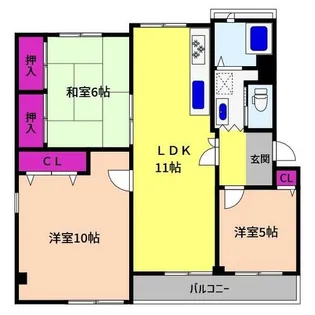 山御影マンションC棟【3階】の間取り