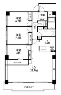 ロイアルヒルズ宮の森【108号室】の間取り