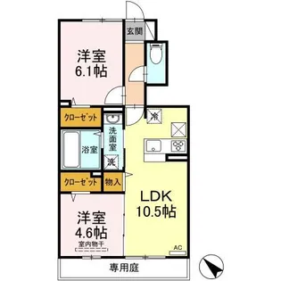 クリスコーラB棟【103号室】の間取り