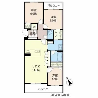 シャーメゾンステージ新成【3階】の間取り