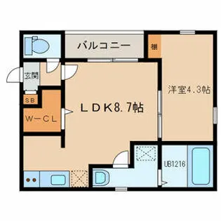 ビブレ九工大前【3階】の間取り