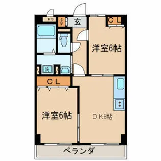 ディアコート美野島【5階】の間取り