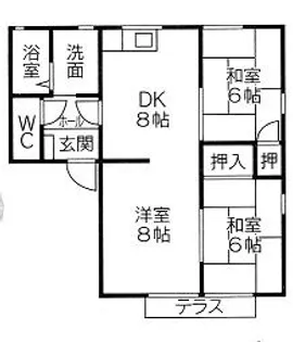 コーポF【1階】の間取り