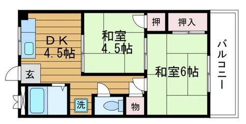 サンライズ摂津【1階】の間取り