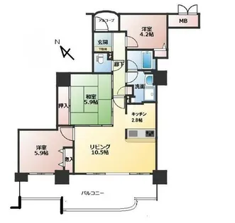 アスタ新長田タワーズコート3番館【24階】の間取り