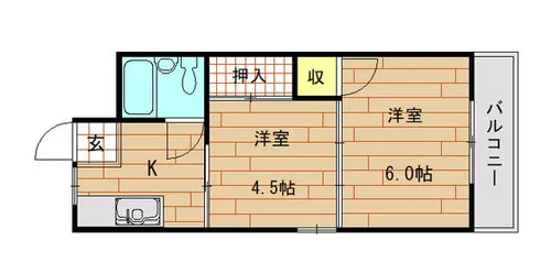 八戸ノ里グリーンハイツ【3階】の間取り