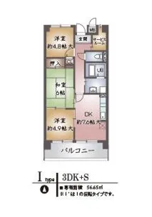 ボナージュ石橋【405号室】の間取り