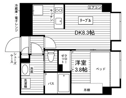 メニーズコート科学大学前【301号室】の間取り