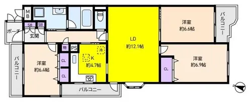 ロイヤル芦屋川【1階】の間取り