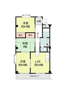 カーサ東田面【305号室】の間取り