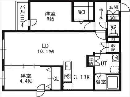 アルファスクエア北12西3【801号室】の間取り
