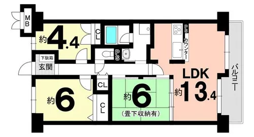 グランシティ京都1番館【708号室】の間取り