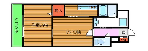 カデンツァ瓜破【106号室】の間取り