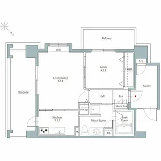 リアンシエルブルー東比恵【4階】の間取り