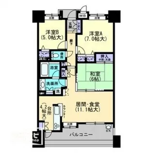 アーサー新飯塚レジデンス【1004号室】の間取り