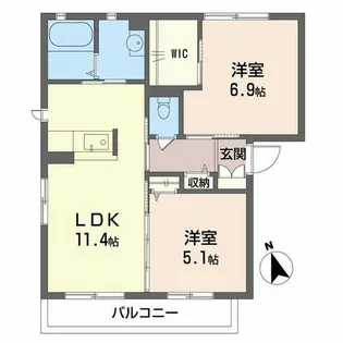 シャーメゾン有田【206号室】の間取り