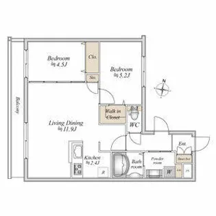 アルファスクエア北12東2【2階】の間取り