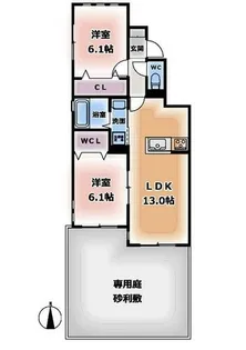 TRADS-WEST【W-1B号室】の間取り