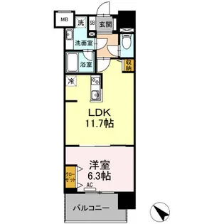 ウィスタリア レジデンス 博多【7階】の間取り