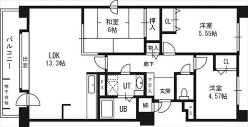 ソレイユ発寒【6階】の間取り