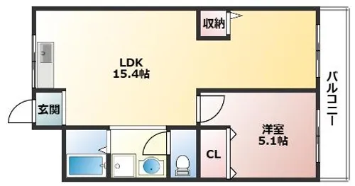 旭ハイツ【4階】の間取り