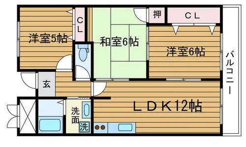 ヒルサイドテラス千里丘【6階】の間取り