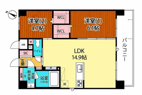 Arista箱崎【702号室】の間取り