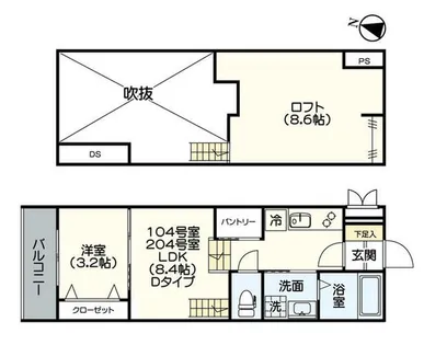 フェリシア高宮【104号室】の間取り