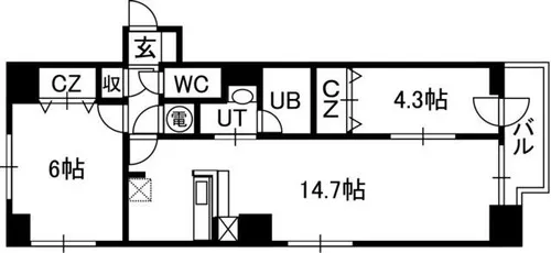アルファタワー札幌南4条【14階】の間取り