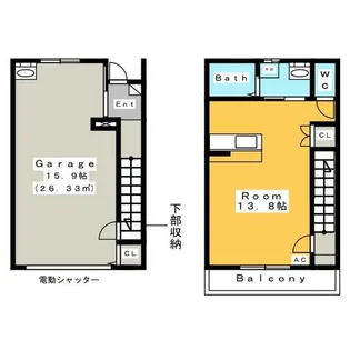 Garage Villa 米津【108号室】の間取り