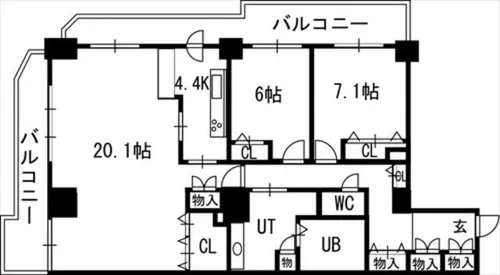 知事公館前タワーレジデンス【8階】の間取り