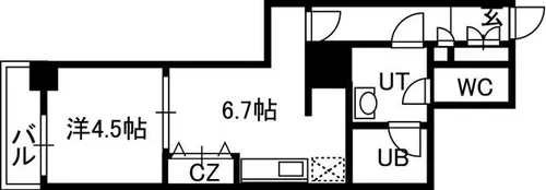 PRIME URBAN札幌 RIVER FRONT【809号室】の間取り