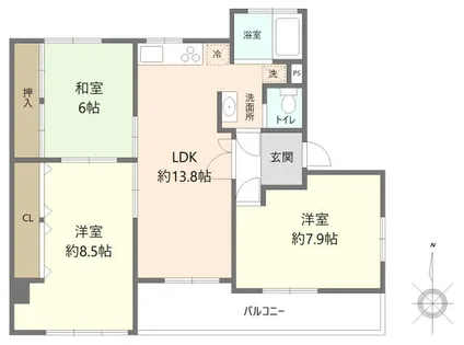山御影マンションL棟【5階】の間取り