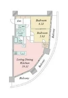 ドゥーエなんば南【6階】の間取り