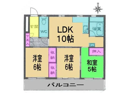 たなばた住宅1号棟【1階】の間取り