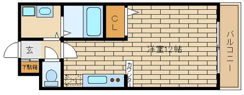アンプルール クラージュヴィーヴル【202号室】の間取り