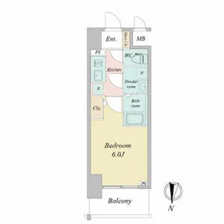 エスリードレジデンス大阪本町【0309号室】の間取り