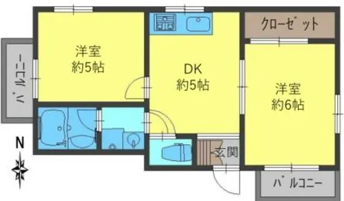 コムーネ灘【703号室】の間取り