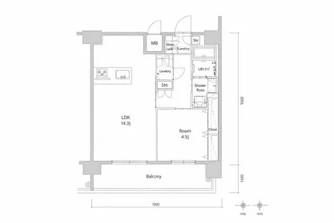 エンクレスト博多PARKSIDE【13階】の間取り